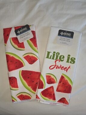 🆕️🍉Home Collection Watermelon Print Kitchen Towels - Red, Green, White
